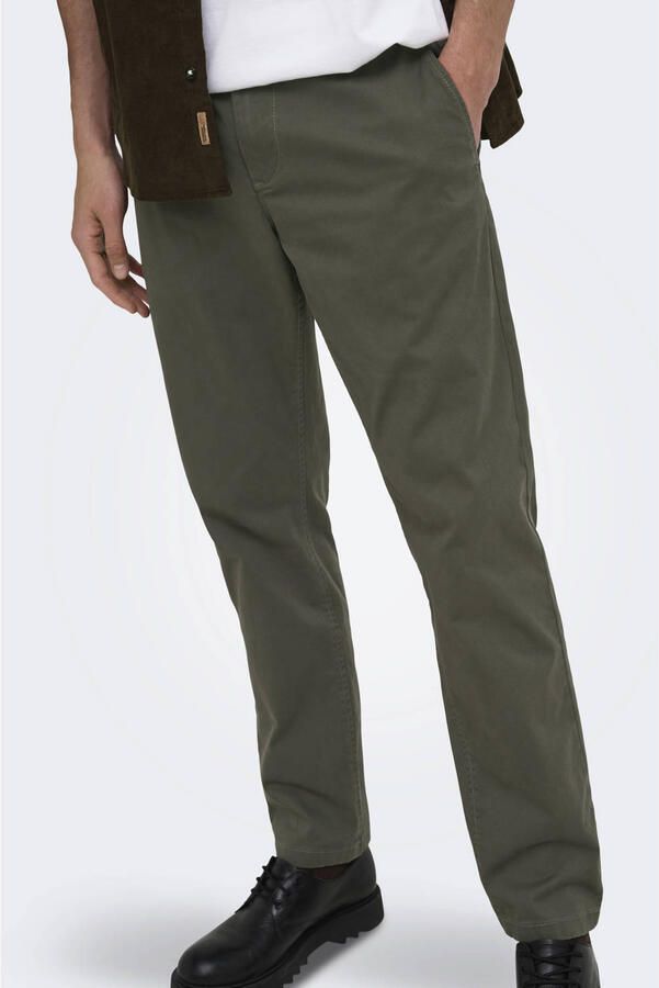 ONLY & SONS regular fit chino donkergroen