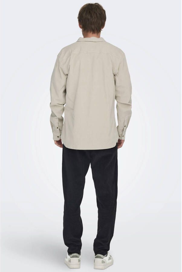 ONLY & SONS regular fit corduroy overhemd beige - Foto 3