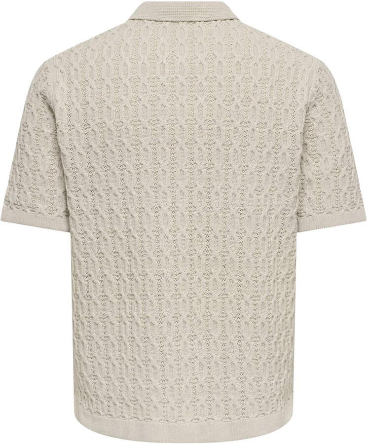 ONLY & SONS regular fit gebreid overhemd beige