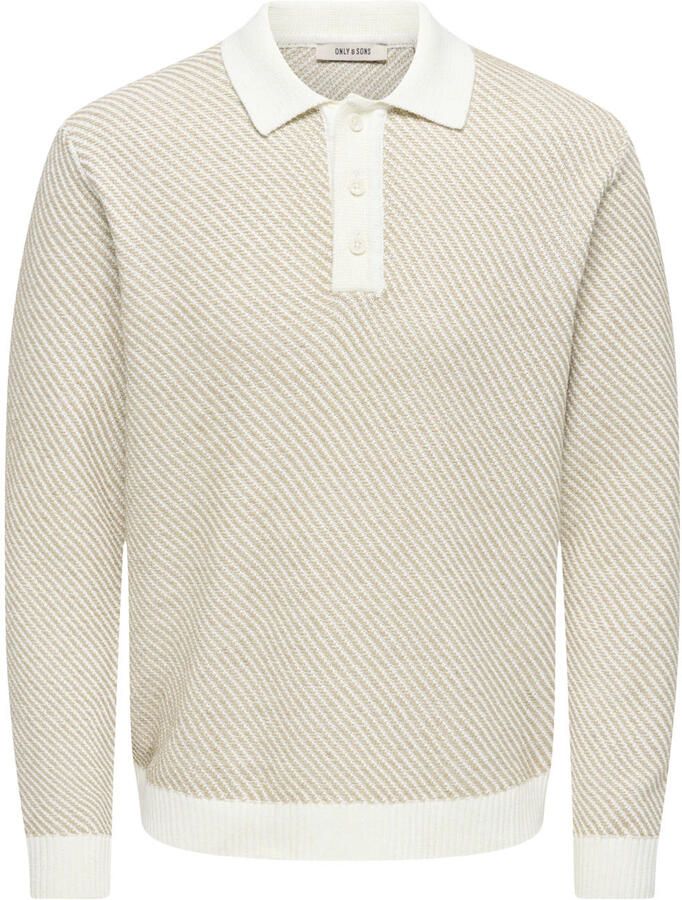 ONLY & SONS regular fit gebreide gestreepte trui beige