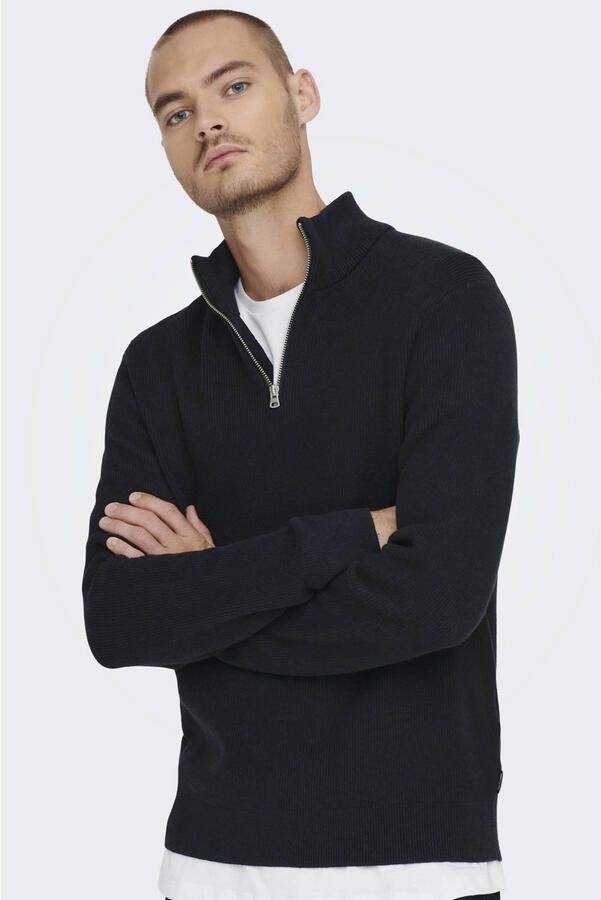 Only & Sons Regular fit gebreide pullover met opstaande kraag model 'PHIL' - Foto 3