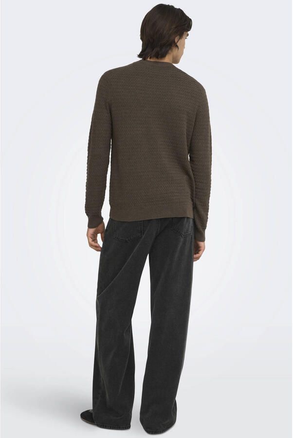 ONLY & SONS regular fit gebreide trui donkerbruin - Foto 2