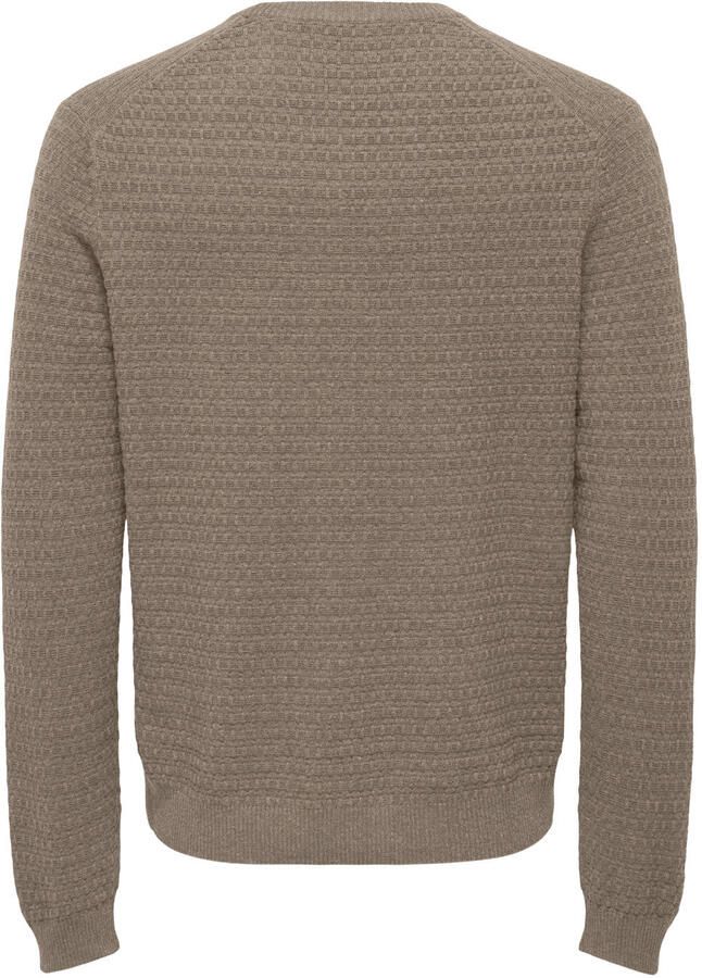 ONLY & SONS regular fit gebreide trui lichtbruin - Foto 2