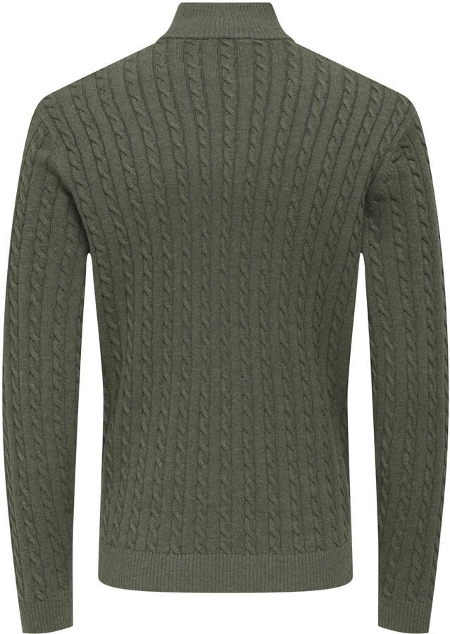 ONLY & SONS regular fit gebreide trui met kabels castor gray - Foto 2