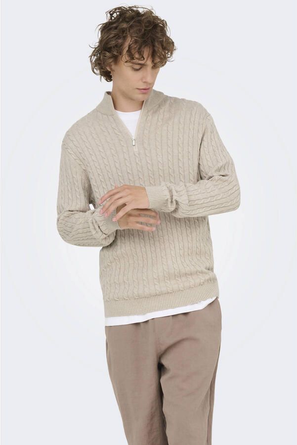 ONLY & SONS Schipperstrui ONSLOUI REG 12 CABEL HALF ZIP KNIT - Foto 2