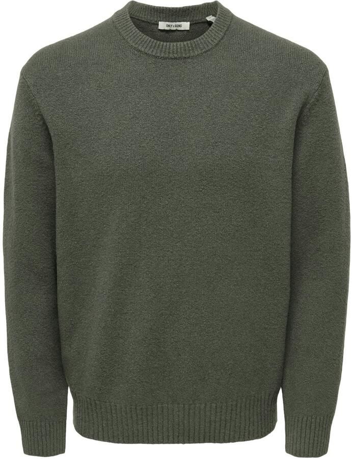 ONLY & SONS regular fit gebreide trui met wol beluga