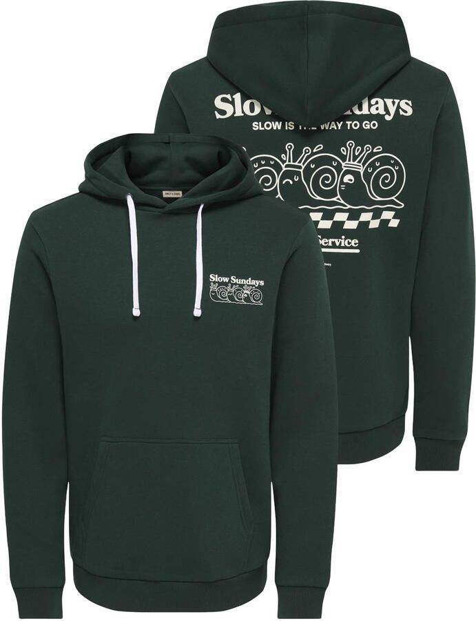 ONLY & SONS regular fit hoodie met backprint pine grove