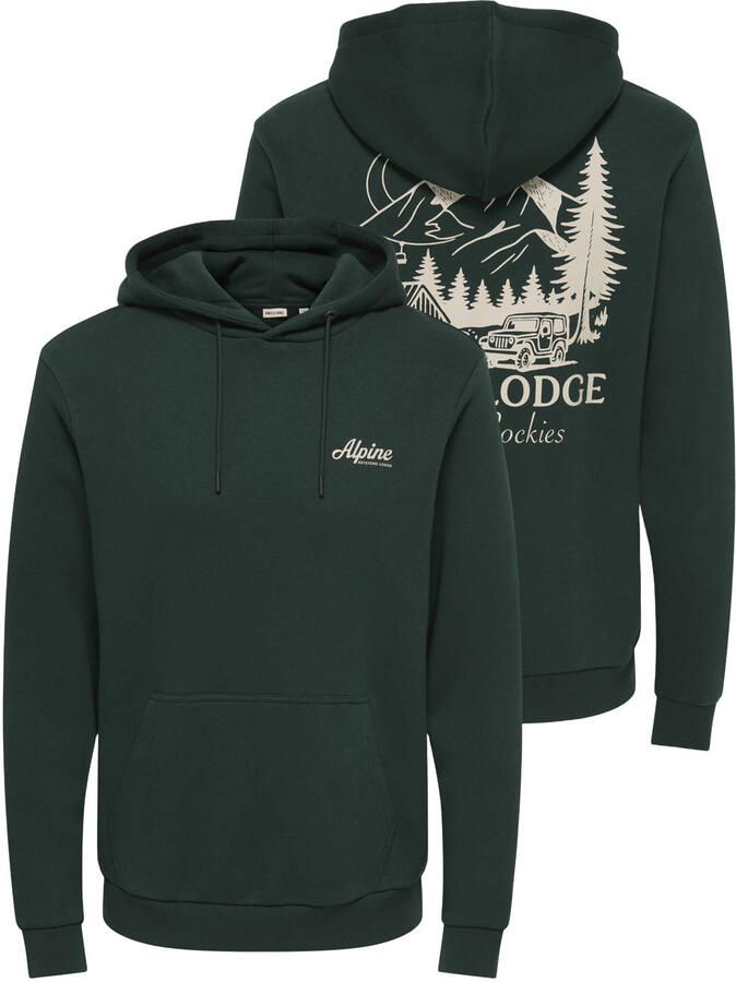 ONLY & SONS regular fit hoodie met backprint pine grove