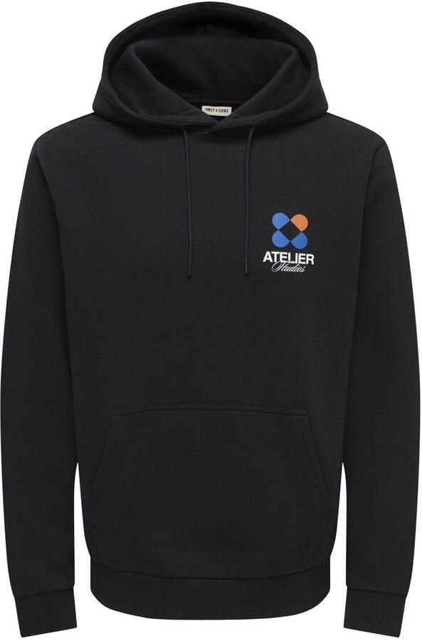 ONLY & SONS regular fit hoodie met backprint zwart - Foto 2
