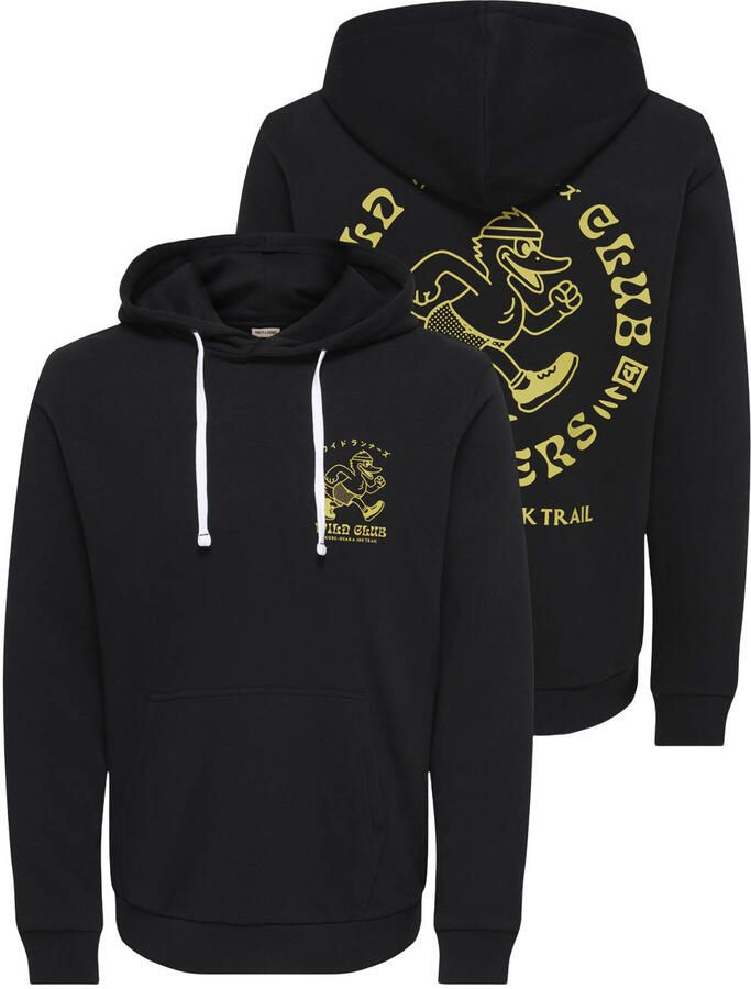 ONLY & SONS regular fit hoodie met backprint zwart