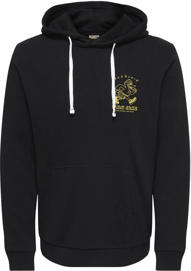 ONLY & SONS regular fit hoodie met backprint zwart - Foto 3
