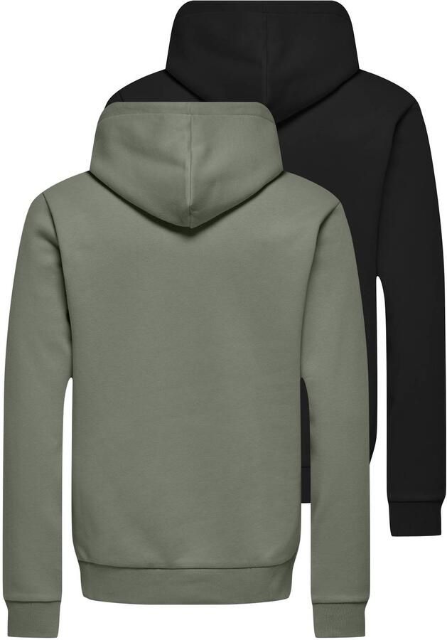 ONLY & SONS regular fit hoodies castor gray black (set van 2)