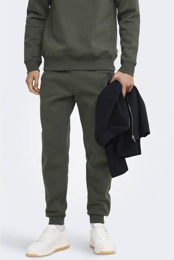 ONLY & SONS regular fit joggingbroek donkergroen