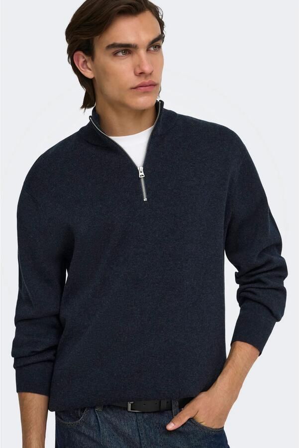 ONLY & SONS regular fit katoenen gebreide trui dark sapphire
