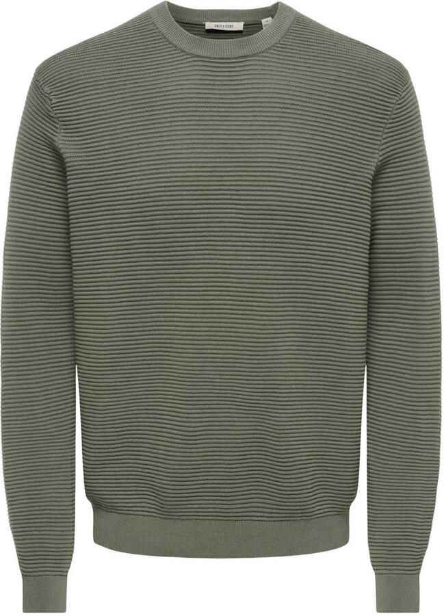 ONLY & SONS regular fit katoenen gebreide trui groen - Foto 2