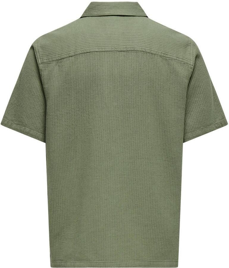 ONLY & SONS regular fit overhemd ONSBERTIL WAFFLE groen