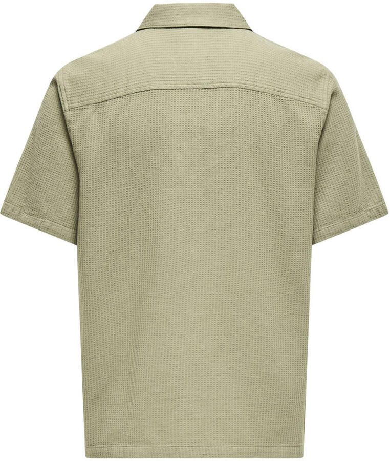 ONLY & SONS regular fit overhemd ONSBERTIL WAFFLE lichtkaki - Foto 2