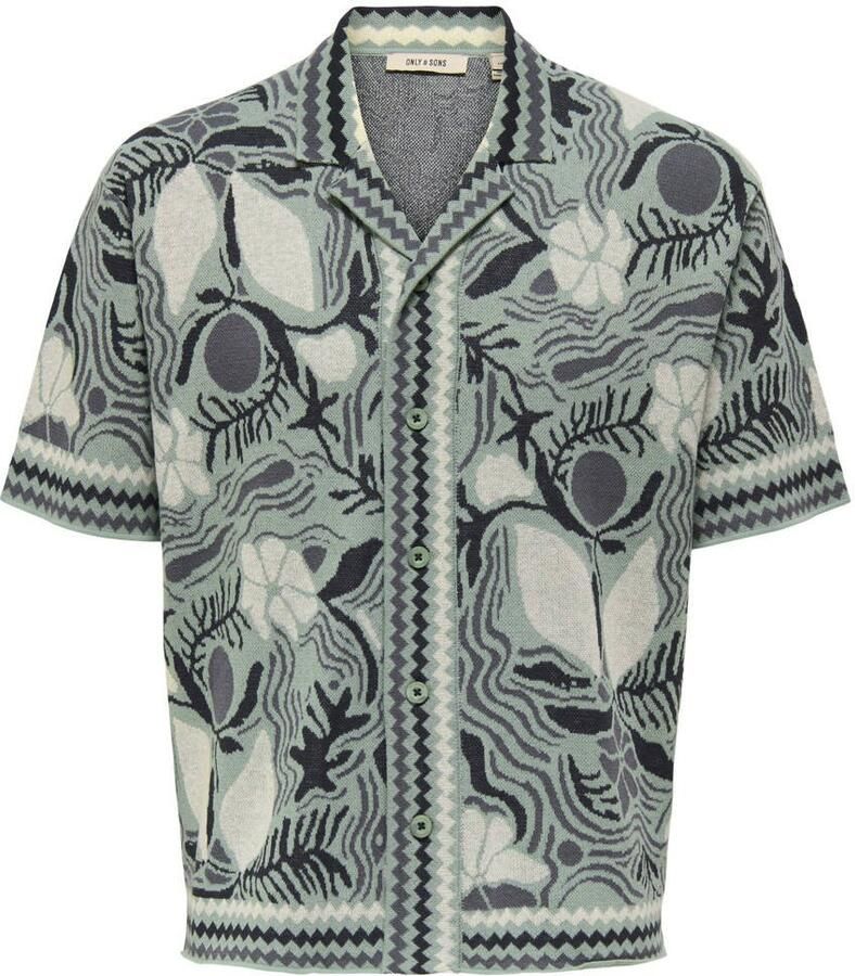 ONLY & SONS regular fit overhemd ONSDUKE met all over print iceberg green