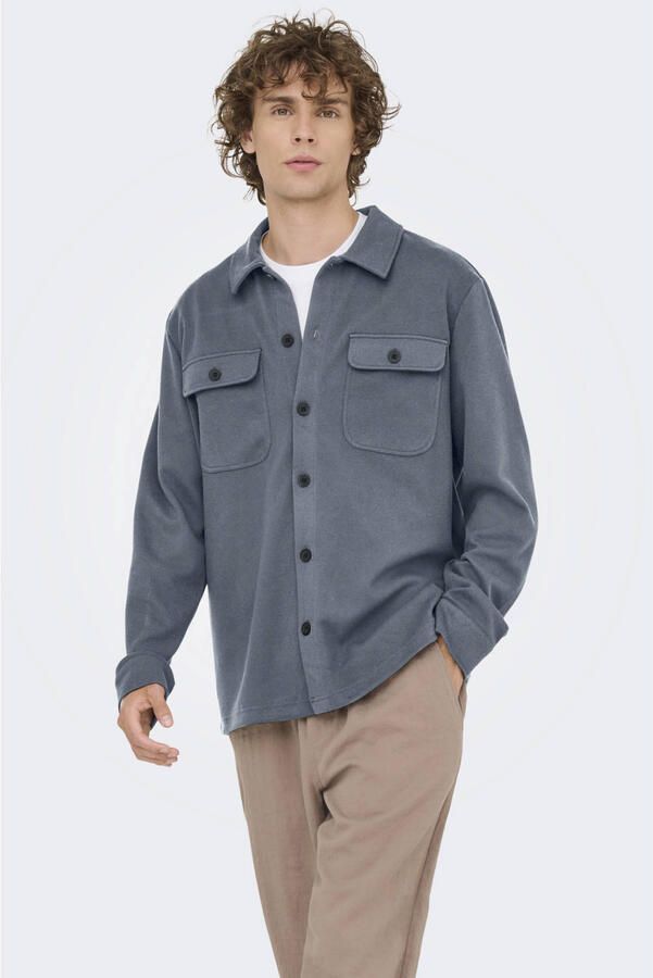 ONLY & SONS regular fit overshirt blauw