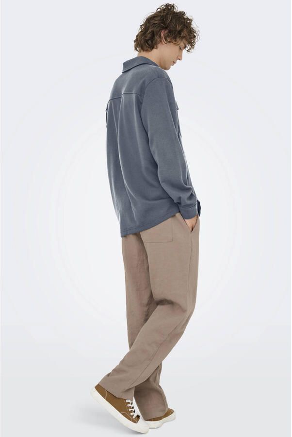 ONLY & SONS regular fit overshirt blauw - Foto 3