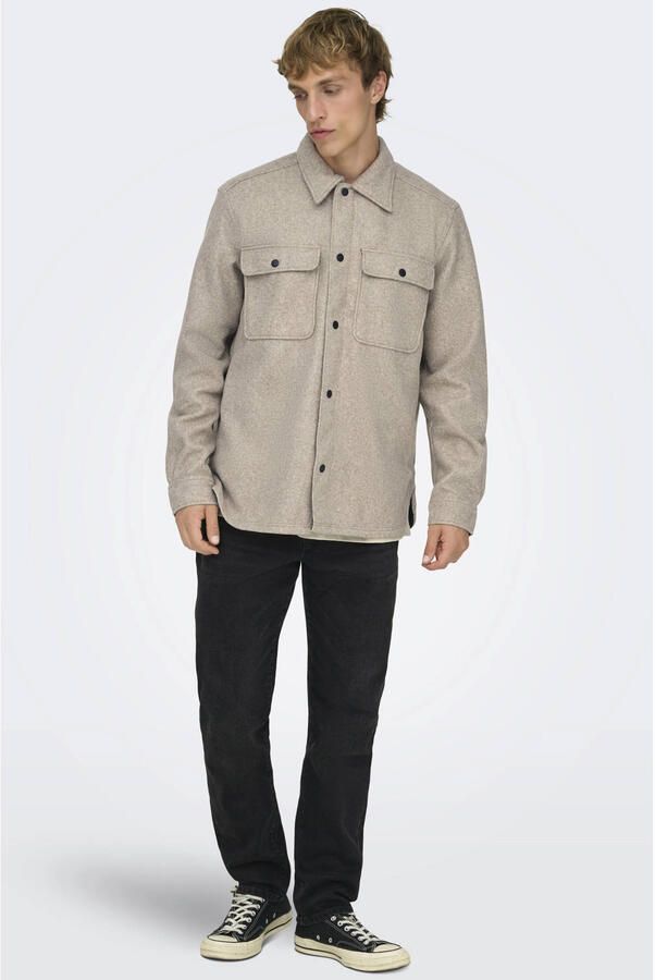 ONLY & SONS Overhemd met lange mouwen ONSASH OVR WOOLEN LOOK PKT LS SHIRT NOOS - Foto 2