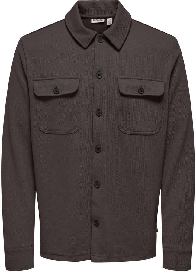 ONLY & SONS regular fit overshirt donkerbruin