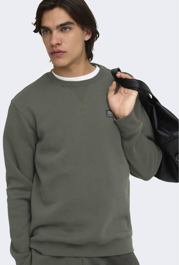 ONLY & SONS regular fit sweater donkergroen