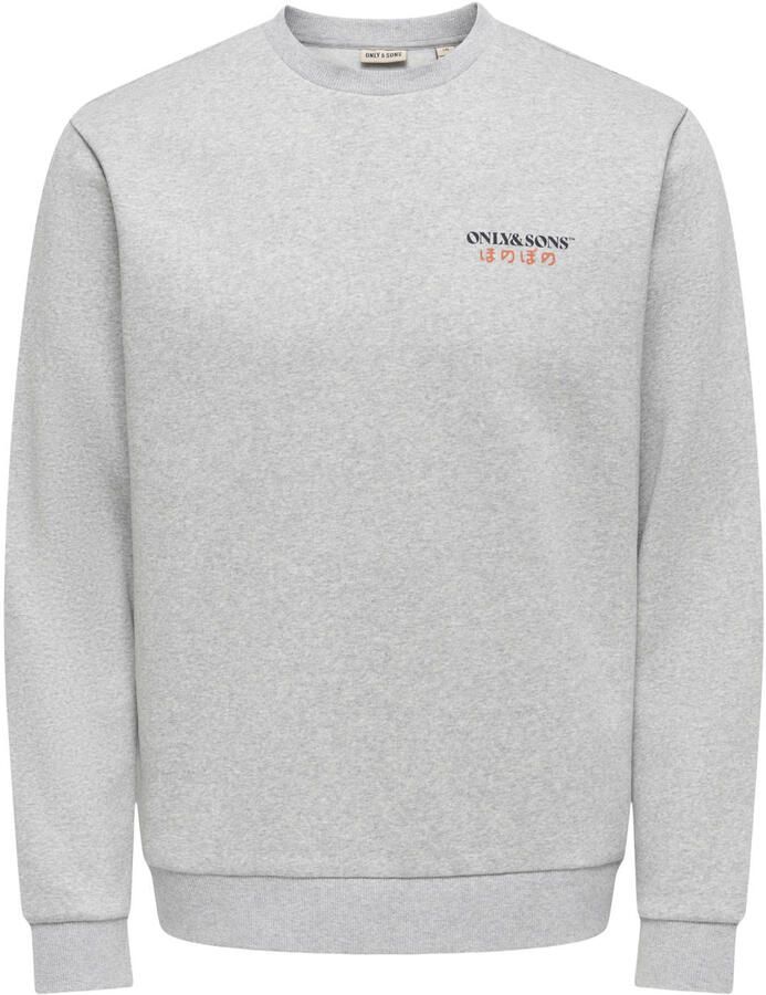 ONLY & SONS regular fit sweater met backprint lichtgrijs