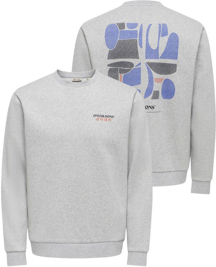 ONLY & SONS regular fit sweater met backprint lichtgrijs - Foto 2