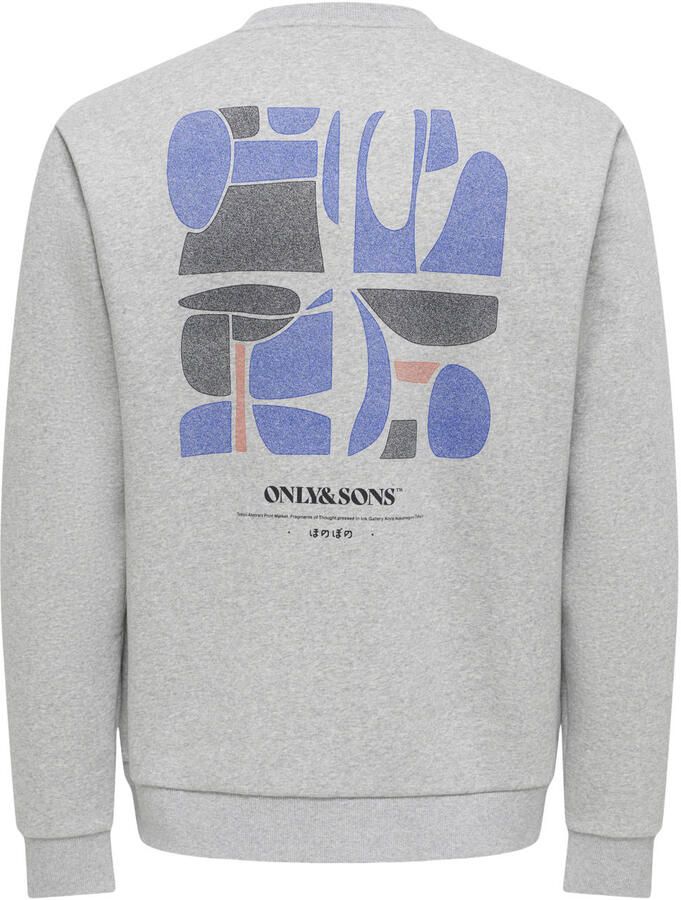 ONLY & SONS regular fit sweater met backprint lichtgrijs - Foto 3