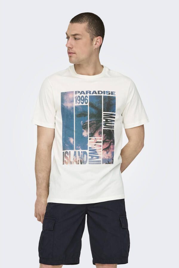 Only & Sons Regular fit T-shirt met motiefprint - Foto 2