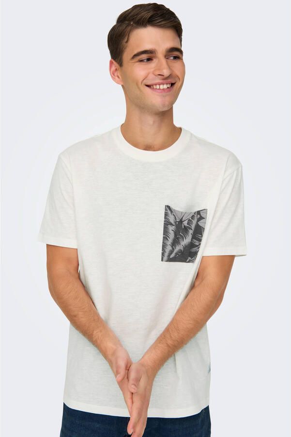ONLY & SONS Shirt met ronde hals ONSPERRY LIFE REG LEAF POCKETTEE - Foto 3