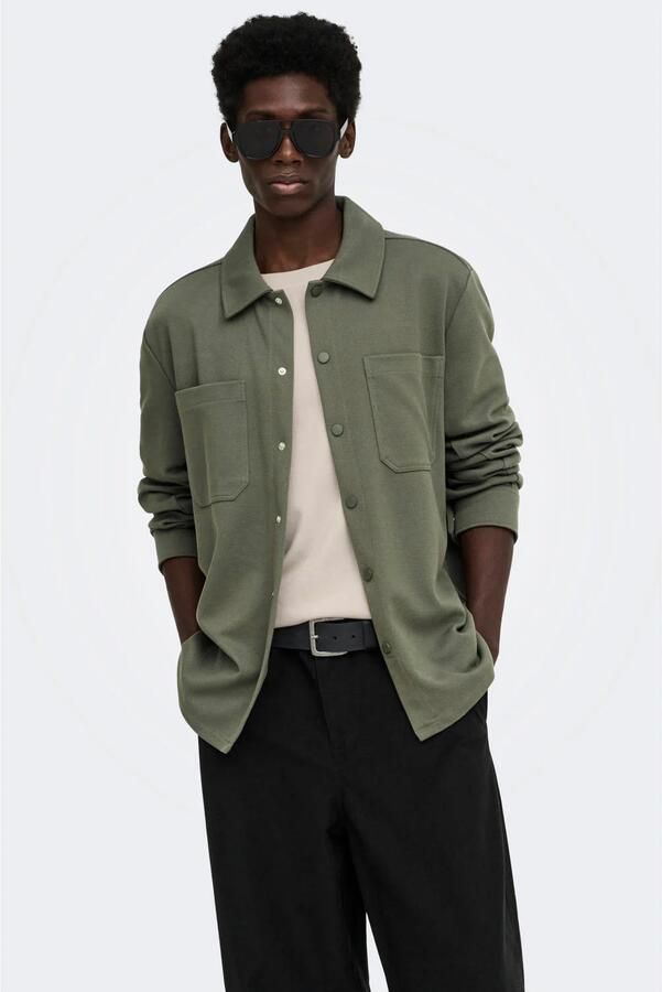 ONLY & SONS regular fit twill overshirt beluga