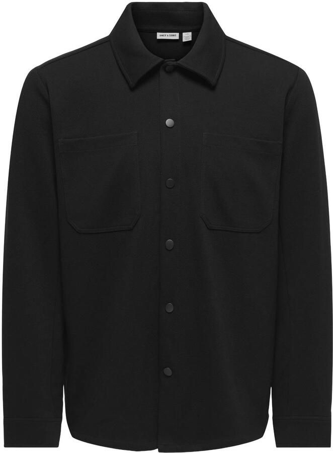 ONLY & SONS regular fit twill overshirt zwart