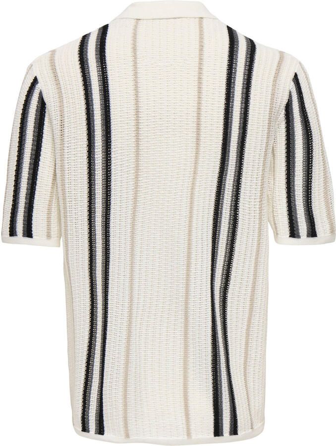 ONLY & SONS regular gestreept casual overhemd gebreid ecru - Foto 2