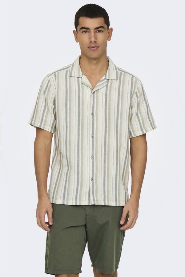 ONLY & SONS regular gestreept casual overhemd groen