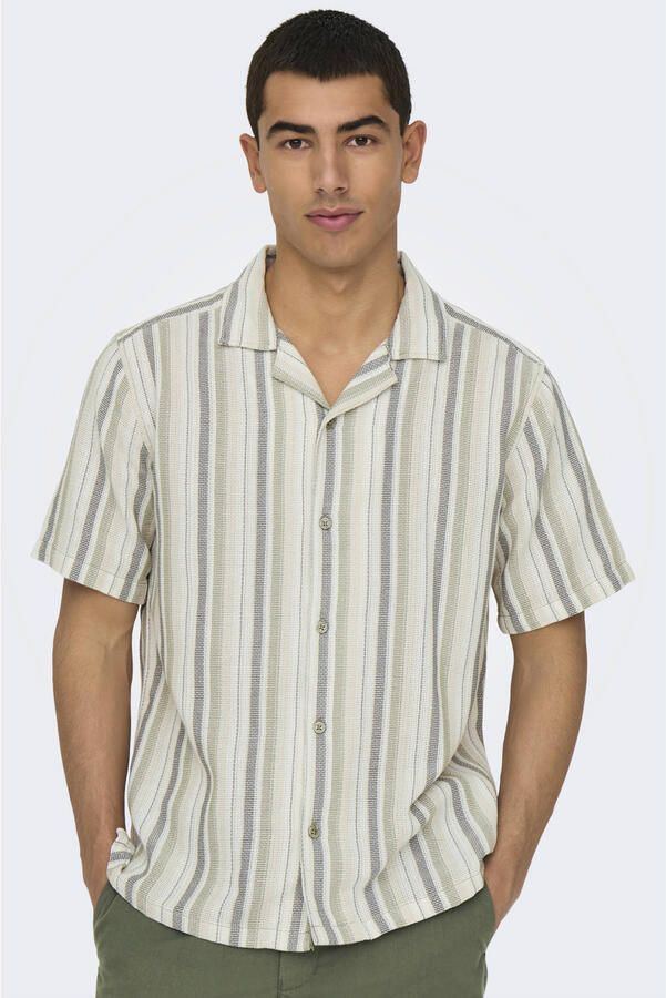 ONLY & SONS regular gestreept casual overhemd groen - Foto 2