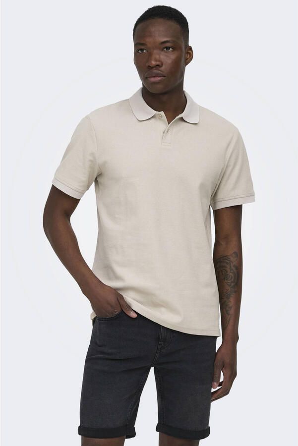 ONLY & SONS regular polo beige