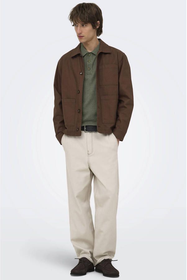 ONLY & SONS regular polo fijn gebreid groen - Foto 2