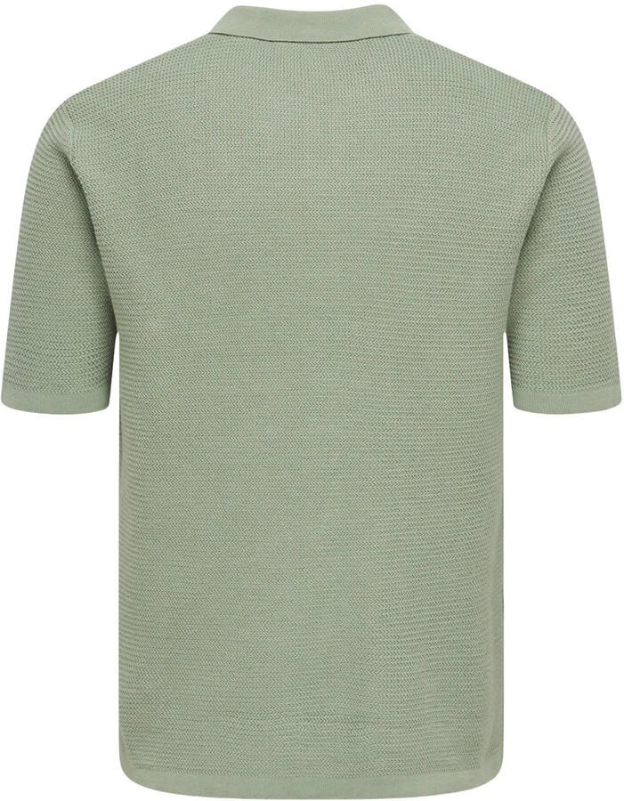 ONLY & SONS regular polo gebreid groen - Foto 2