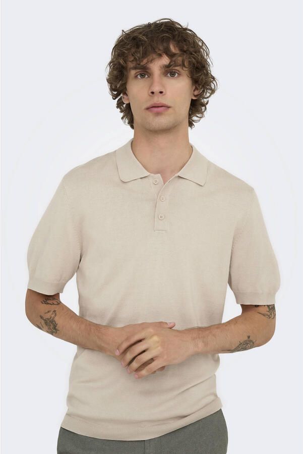 ONLY & SONS gebreide regular fit polo ONSWYLER LIFE lichtgrijs - Foto 2