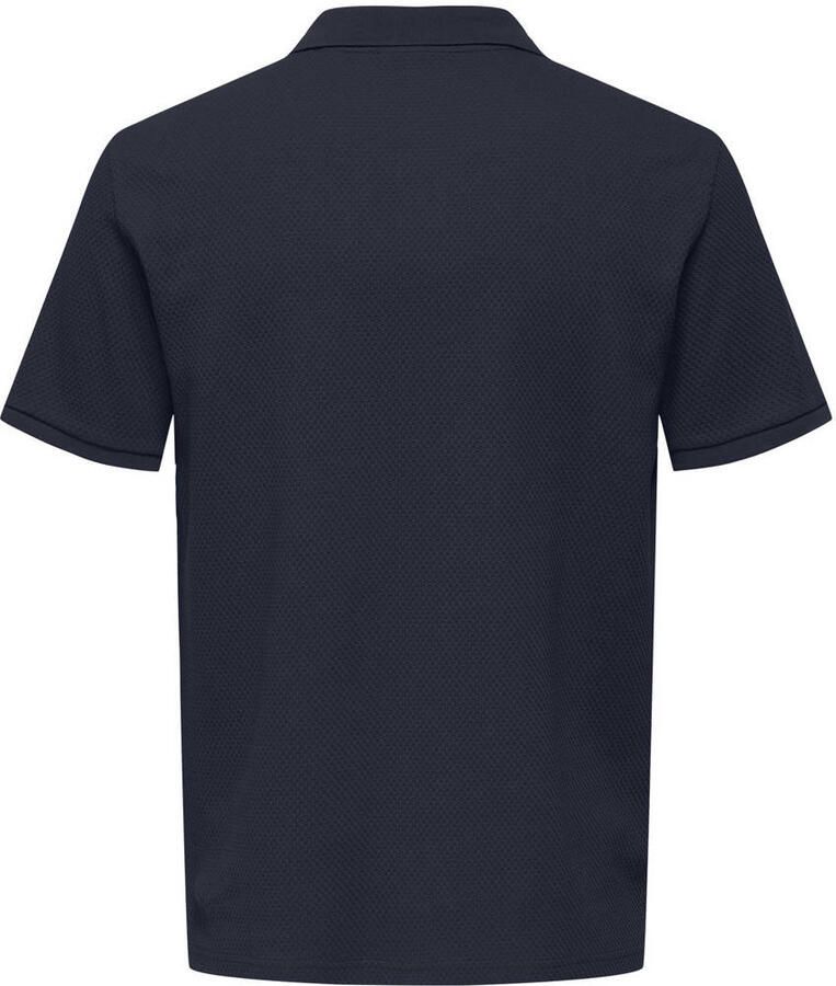 ONLY & SONS regular polo met ingebreid patroon donkerblauw