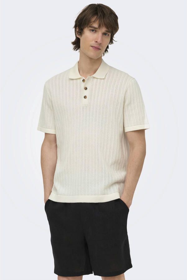 Only & Sons Regular fit poloshirt met broderie anglaise model 'MOON'