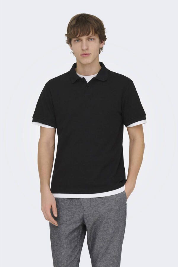 ONLY & SONS regular polo zwart