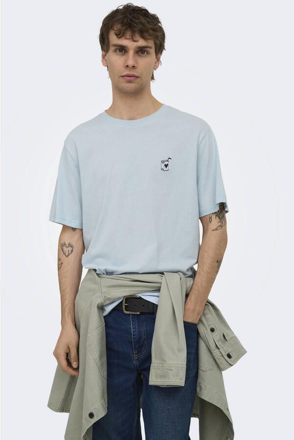 ONLY & SONS regular T-shirt blauw
