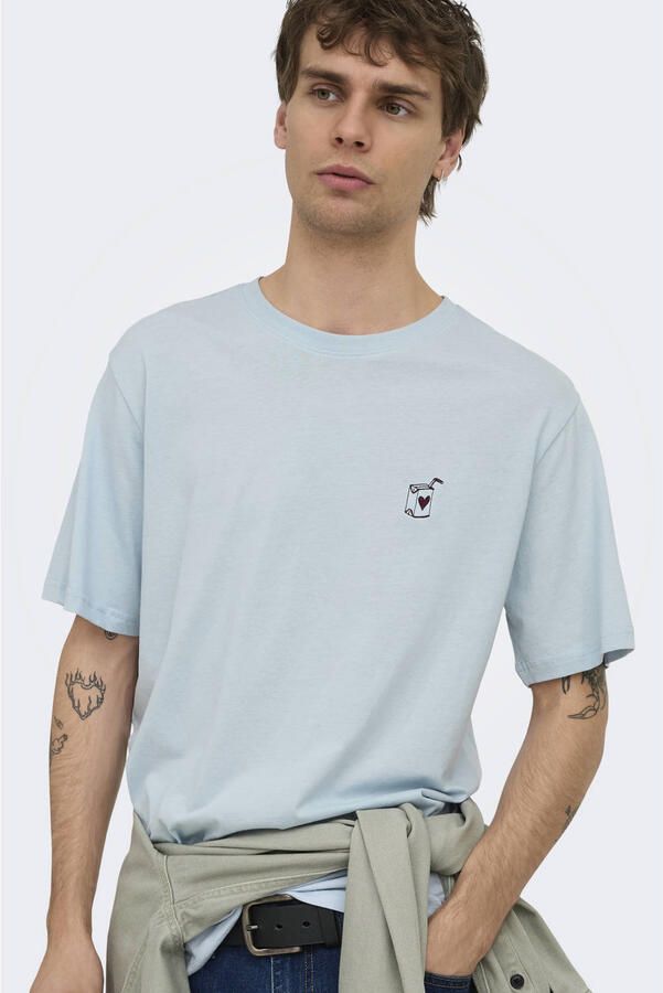 ONLY & SONS regular T-shirt blauw - Foto 3