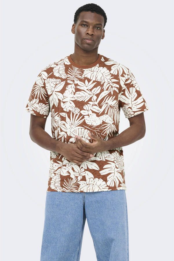 ONLY & SONS regular T-shirt brique
