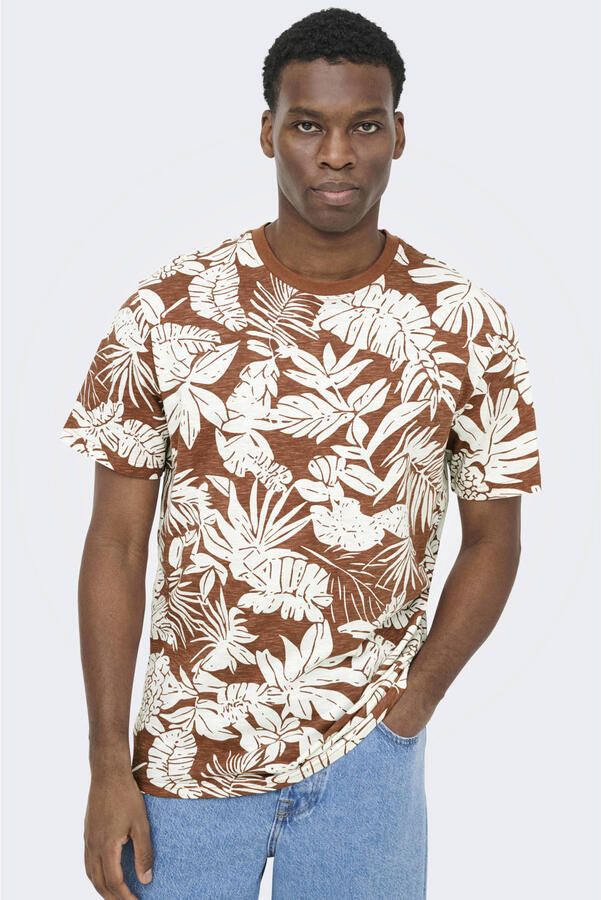 ONLY & SONS regular T-shirt brique - Foto 3