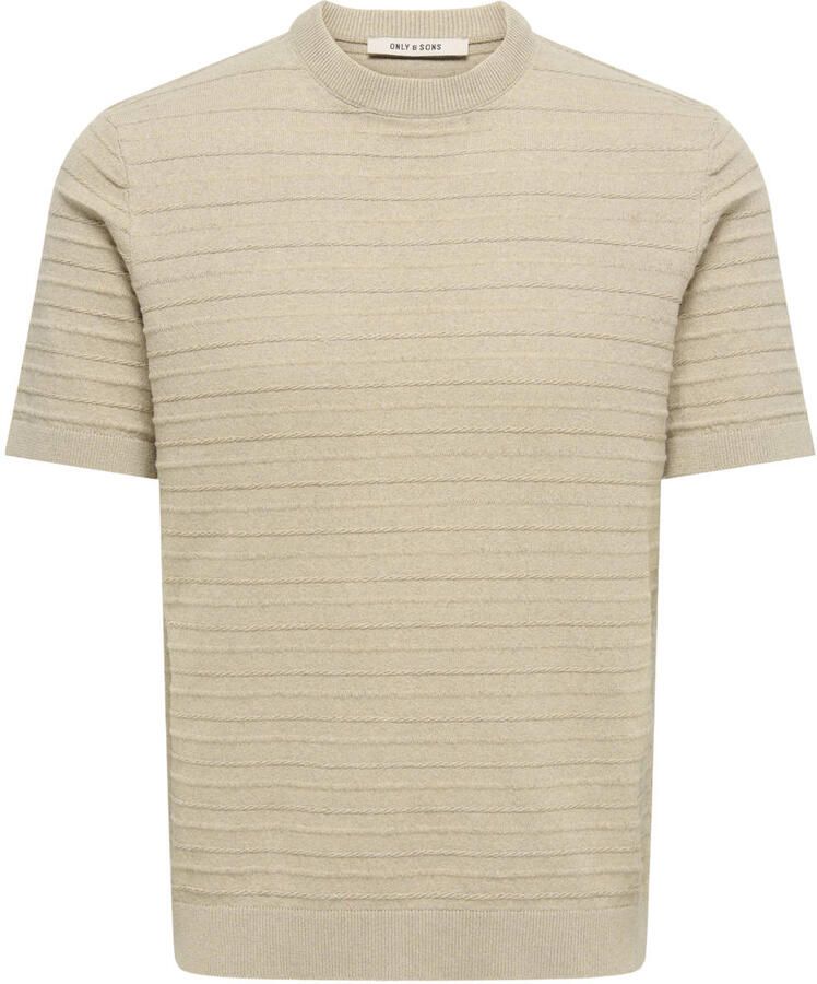 ONLY & SONS regular T-shirt gebreid beige