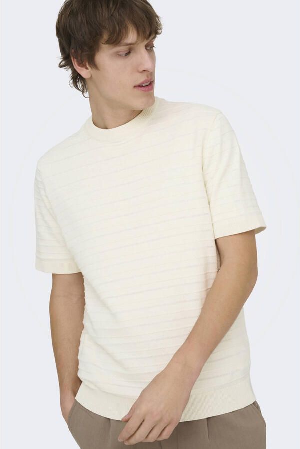 ONLY & SONS regular T-shirt gebreid ecru